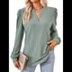 thumbnail image 1 of Blusas para Mujer, Elegantes, Informales, con Cuello en V, Larga, Blusas para Mujer con Mangas Abullonadas Gris Verde M, 1 of 10