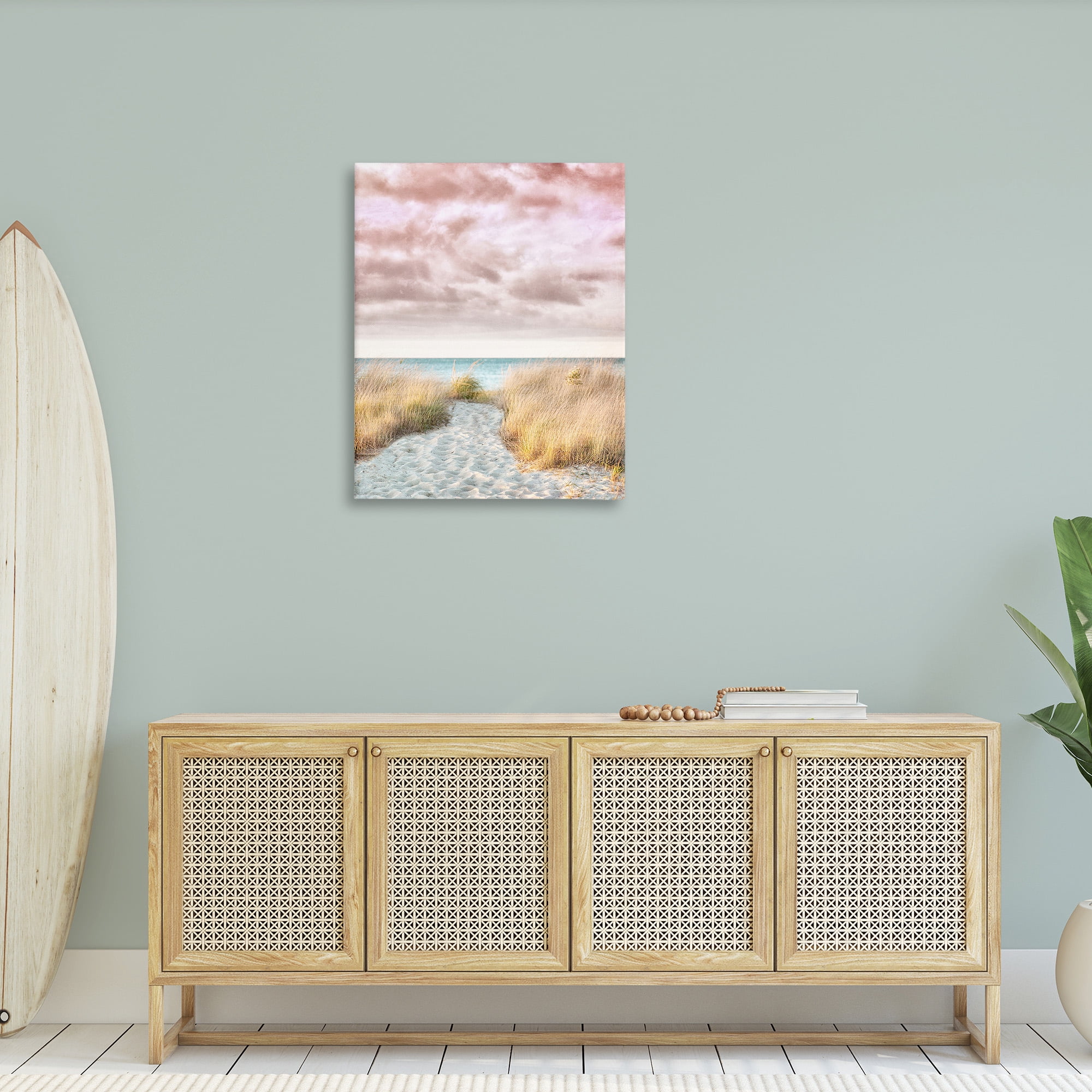 Stupell Industries Beach Path with Pink Sky Landscape Photography Gallery Wrapped Canvas Art Print Wall Art, 30 x 40