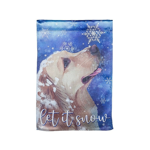 Evergreen Garden Flag Let it Snow Lustre Double Sided Indoor Outdoor Decor 18" x 12.5"