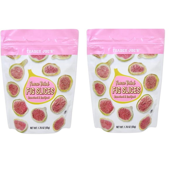 Trader Joe's Freeze Dried Fig Slices Unsweetened Unsulfured 1.76 oz (50g), Pack of 2