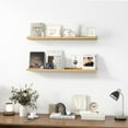 thumbnail image 6 of Picture Ledge Shelf, Wood Floating Shelves Set of 2, 36 inch Picture Ledge Shelves, Photo Ledge Nursery Book Shelves Wall Mounted for Living Room Kids' Room Bedroom, Color Oak, 6 of 14
