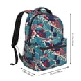 thumbnail image 2 of Gaeub Fish In The Wave Ergonomic Lightweight Laptop Backpack - Multiple Pockets for School, Work, Travel, Outdoor Activities -One Size, 2 of 5