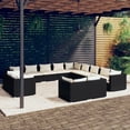 thumbnail image 1 of vidaXL 13 Piece Garden Lounge Set with Cushions Black Poly Rattan, 1 of 4