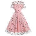 thumbnail image 3 of Elegant Floral Embroidered Cocktail Dress for Women Mesh Patchwork A-Line Vintage 1950s Swing Party Midi Dresses, 3 of 7