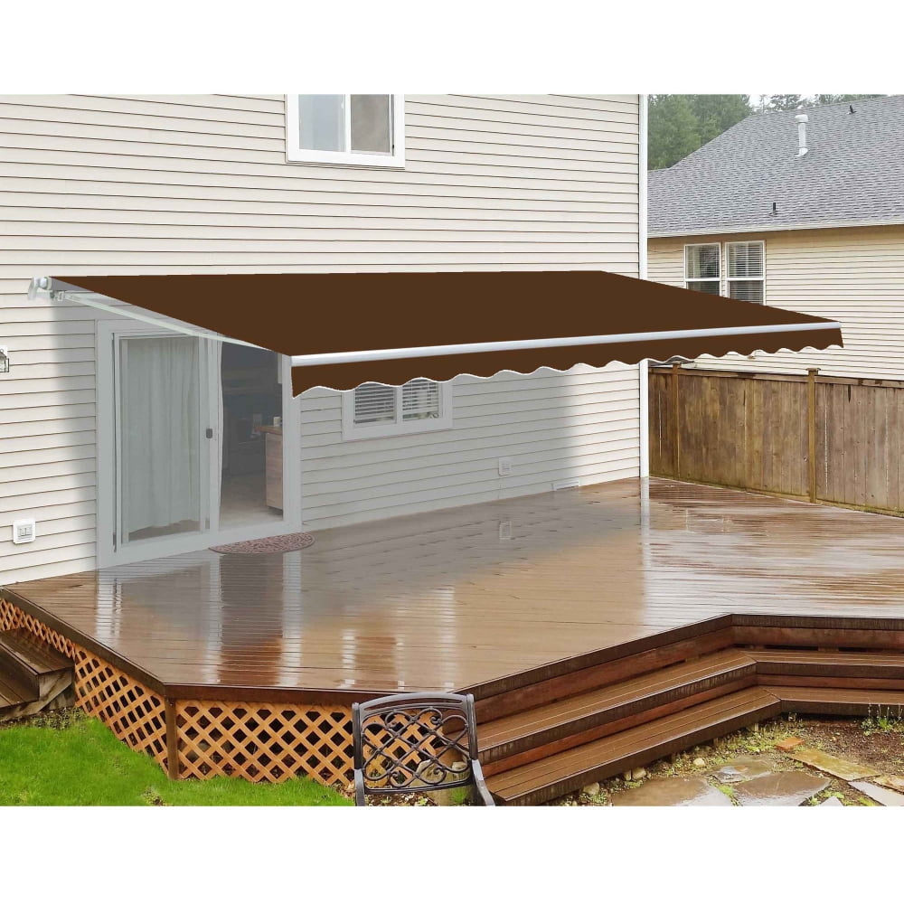 ALEKO 12' x 10' Motorized Retractable Patio Awning, Brown Color