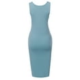 thumbnail image 3 of A2Y Women's Solid Fitted Classic Sleeveless Premium Cotton Midi Dress Blue Grey L, 3 of 5