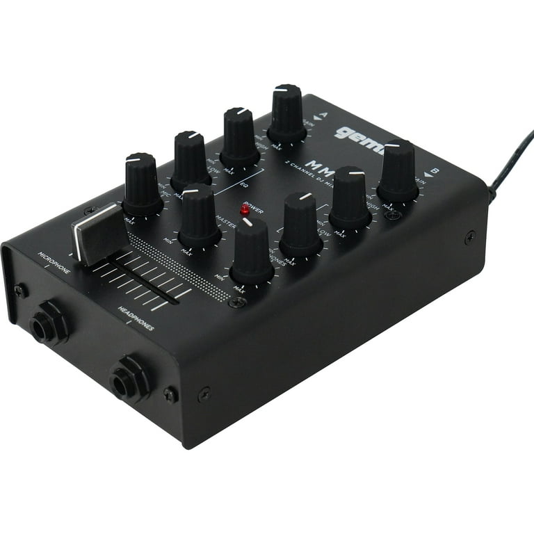 Gemini 2 Channel Analog Mini Dj Audio Mixer - Black