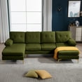 thumbnail image 5 of LiangFu U-Shaped 4-SeaterCouch ,SofaConvertible Sectional Sofa ,Modern Flannel Fabric , Suitable for Small Living Rooms, Green, 5 of 7