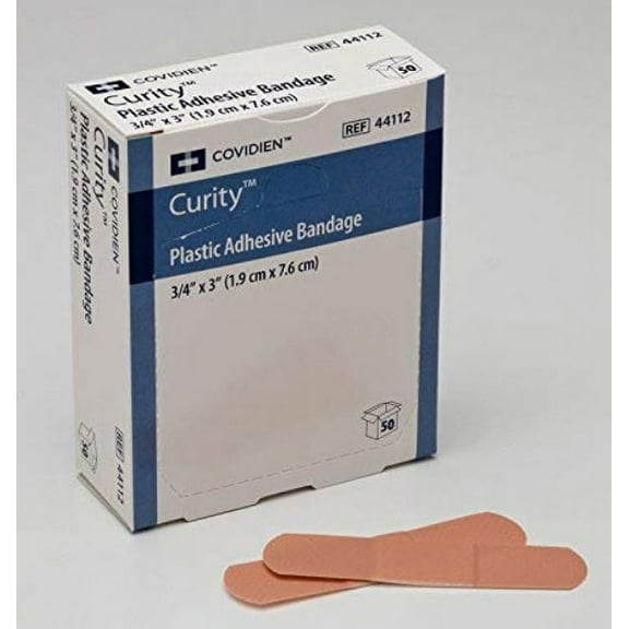 Covidien 44112 Plastic Bandage , Box, 50, Bandages, Sterile / Latex-Free, 3" X 3/4"
