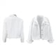 thumbnail image 3 of Chaqueta Vaquera con Perlas para Mujer, Chaqueta Vaquera Corta con Diamantes de Imitación, Abrigo M, 3 of 5