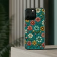 thumbnail image 3 of DistinctInk Clear Hybrid Case for Apple iPhone 13 Pro Max (6.7" Screen) - Bright Blooms on Teal: A Lively Spring Pattern - Tempered Glass Back, 3 of 8