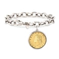 thumbnail image 4 of Ross-Simons Italian Genuine 20-Lira Coin Charm Bracelet in Sterling Silver, Women's, Adult, 4 of 7
