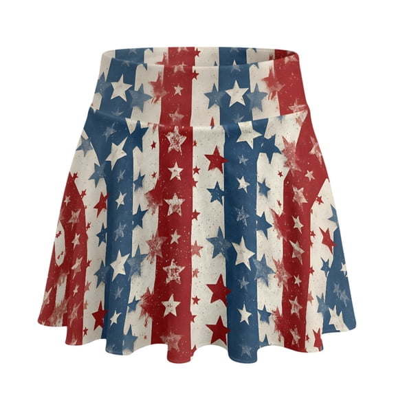 Whosucclay Star Flag Built-in Shorts Athletic Skort, 2 Side Pockets Stretchy Polyester Spandex Tennis Skirt for Travel Golf Party, Size XX-Large