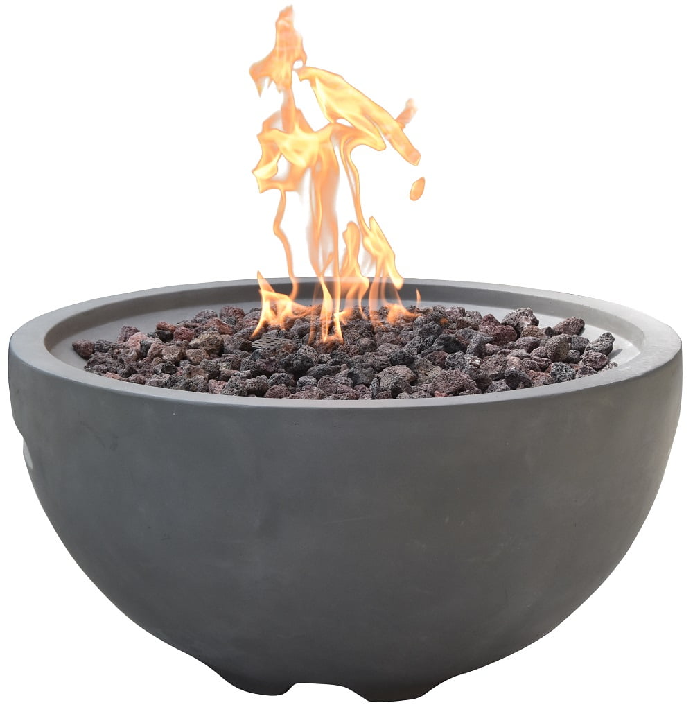 Nantucket Gray Round Concrete Gas Fire Pit Table