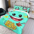 thumbnail image 3 of Fiesta de Música de Caras Conjunto de sábanas temático, trío de piezas, cómodo y amigable con la piel, diseño único, regalo de decoración para el hogar para familiares, amigos y fans,140cm *210cm, 3 of 6