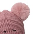 thumbnail image 4 of Oiyii Toddler Girls Bear‑Embroidery Double‑Pom Beanie Solid Winter Kids Headwear Party Cap, Pink, 4 of 5