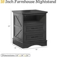 thumbnail image 2 of 24” Tall Farmhouse Nightstands Set of 2, Night Stand with Charging Station, Beside Table with Drawers and Open Storage, Rustic End Tables for Bedroom, Antique Black, 2 of 16