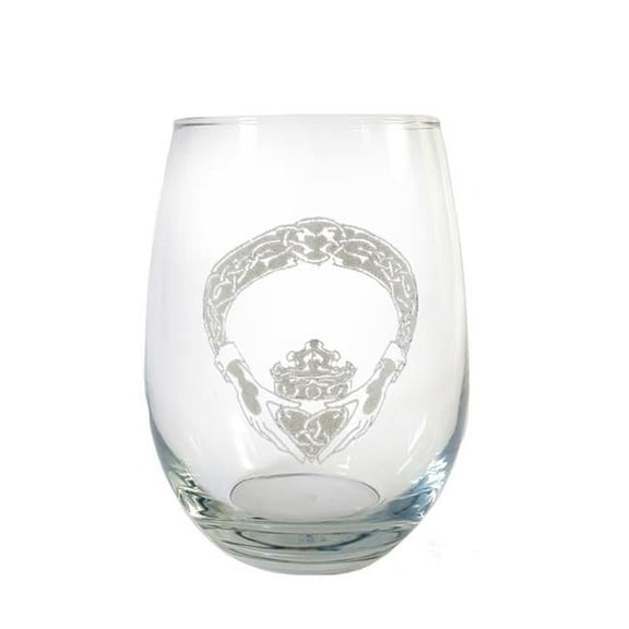 Lyoncraft SWCG01 18 oz Irish Claddagh Engraved Stemless Wine Glass