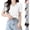 White, variant on PADFRYBK Summer T-Shirt For Women Casual V-Neck Pullover Short Sleeve Tops Go Anywhere Solid Color Loose Casual Tunic Blouses