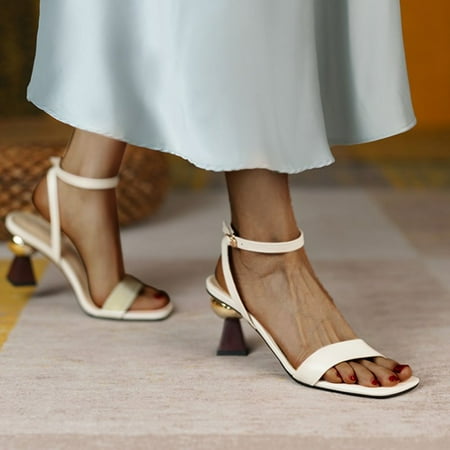 

FZM Women shoes Fashion Spring And Summer Women Sandals High Heels Open Toe Retro Roman Style