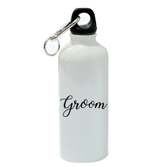Groom White Aluminum Sports 20 oz Water Bottle