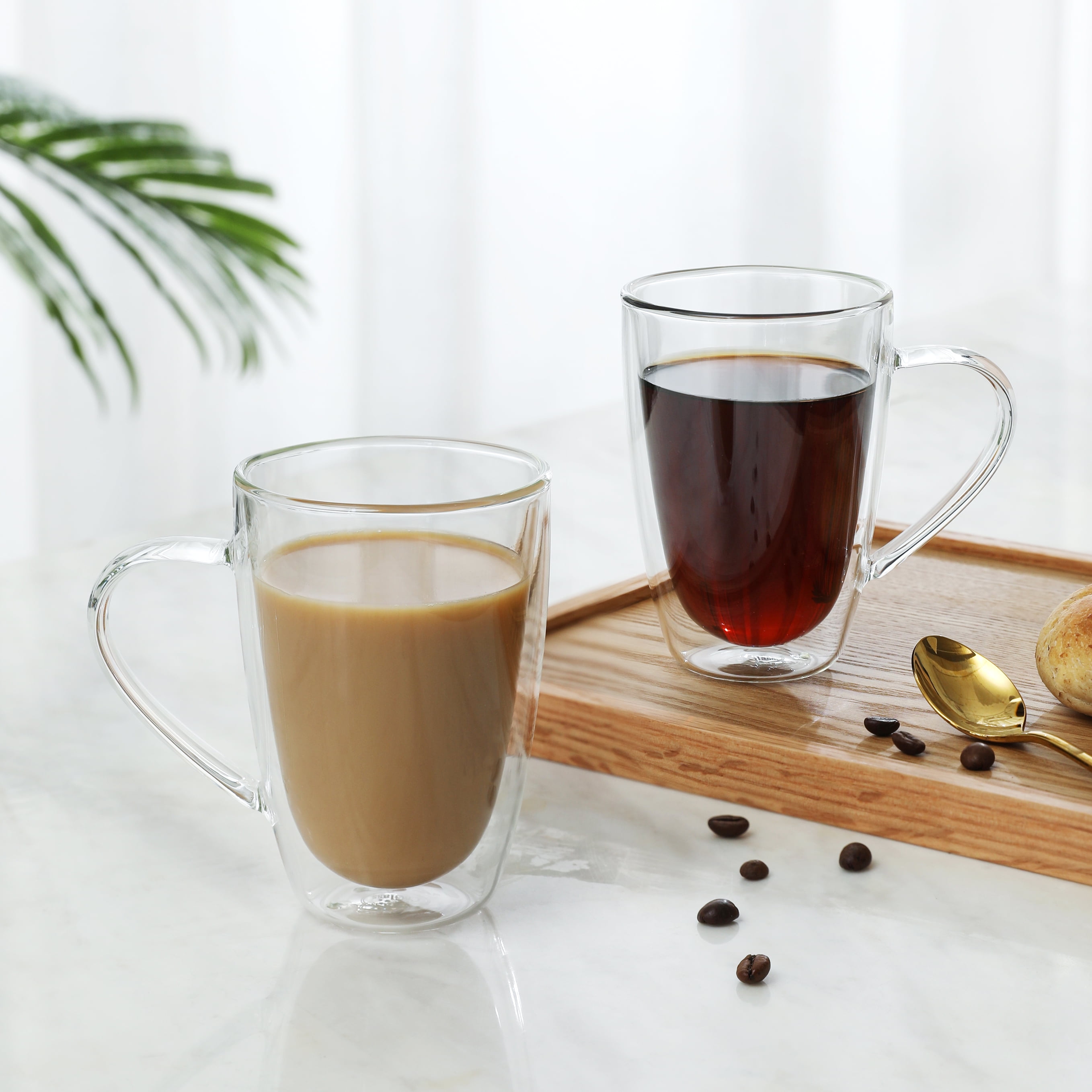 sugeryy Double Wall Glass Coffee Mugs Insulated Coffee Glass Clear Espresso  Cups Glass Cappuccino Tea Latte Beverage Glasses 