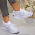 thumbnail image 3 of Wedge Sneakers for Women Sparkly Rhinestone Knit Mesh Casual Lace up Antislip Walking Shoes Slip on Stretch Sock Shoes White Size 8.5, 3 of 6