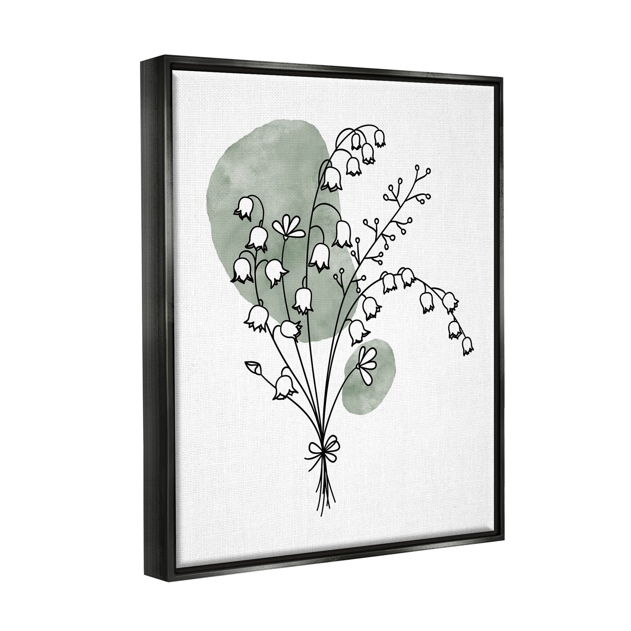 Stupell Industries Lily of the Valley Bundle Graphic Art Jet Black Floating Framed Canvas Print Wall Art, Design by JJ Design House LLC