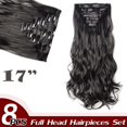 thumbnail image 2 of Extensions de Cheveux Synthétiques à Clip Pleine Tête 8 Pcs 18 Clips Postiche Long Bouclé Lisse, 2 of 5