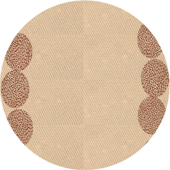 Ahgly Company Machine Washable Indoor Round Transitional Khaki Gold Area Rugs, 3' Round