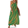 thumbnail image 2 of Orange and Green Wavy Rattler Pattern Sleeveless Dress Long veiled dresses Woman clothing, 2 of 6