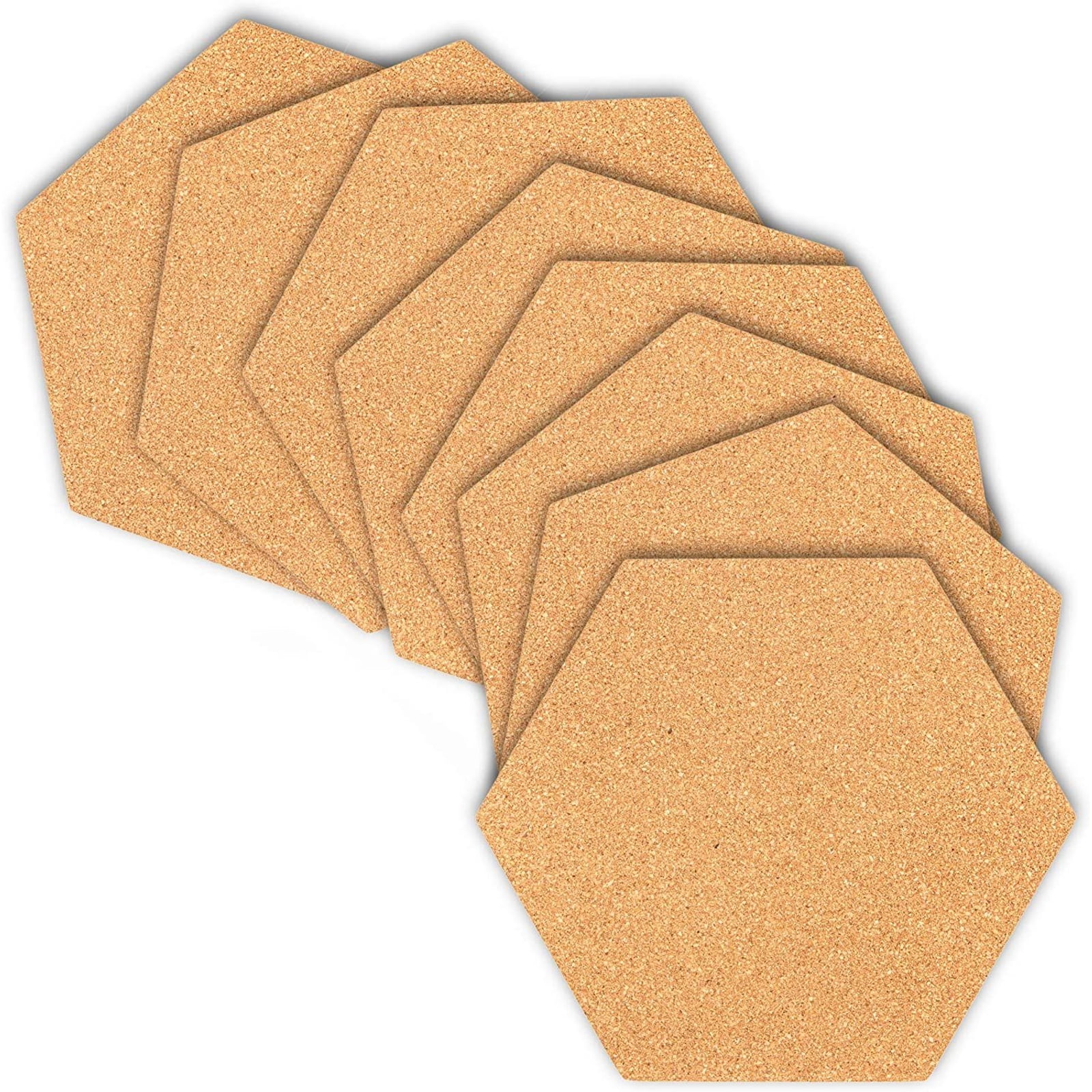 Mini Wall Bulletin Boards Cork Tiles with Self Adhesive Backing AMWOKE Hexagon Cork Board Pin Boards/Notice Board/Memo Board/Display Board/for Home Kitchen Office Decor 7 Pack 50 Push Pins
