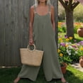 thumbnail image 7 of Women's Dungarees Summer Casual Wide Leg Overalls Cotton Baggy Jumpsuits with Pockets Loose Wide Leg Overalls, 7 of 7