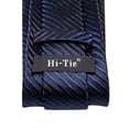 thumbnail image 3 of Hi-Tie Dark Blue Necktie and Pocket Square Set for Men Silk Fomal Tie Handkerchief Cufflink Set, 3 of 6