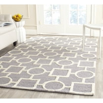 SAFAVIEH Cambridge Joyce Geometric Shapes Wool Area Rug, Silver/Ivory, 9' x 12'
