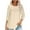 Beige, variant on Pntutb Women Casual Summer Tops Solid T-shirt 3/4 Sleeve Round Neck Ruched Pullover Blouse