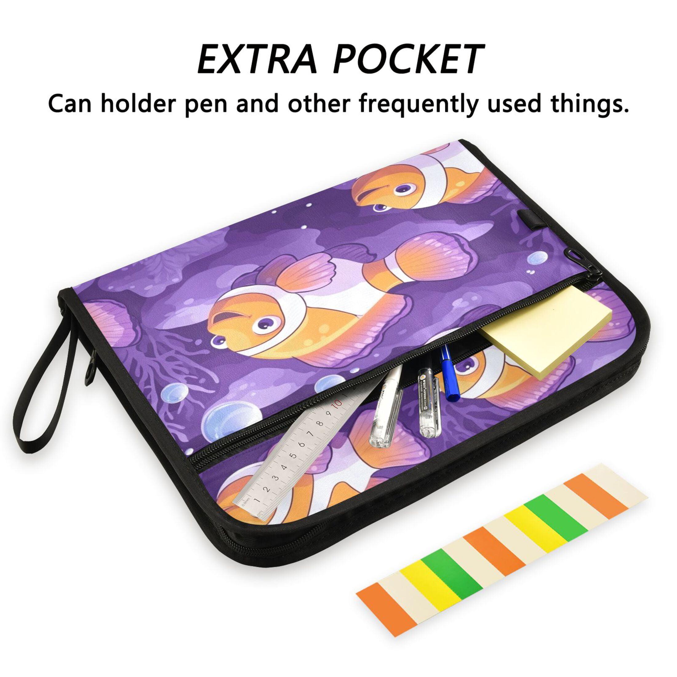 WOBOGO Tropical Clownfish Expanding File Folder Letter Size Accordion Filing Organizer 13 Pocket Separate Organ Pocket