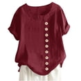thumbnail image 2 of DPTALR Women Casual Plus Size O-Neck Printed Loose Button Tunic Shirt Blouse Tops, 2 of 4