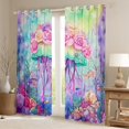 thumbnail image 2 of Erosebridal Cartoon Jellyfish Curtains for Living Room,Green Purple 30%-50% Blackout Curtains Set of 2 (38x45),Ocean Theme Decor, 2 of 6