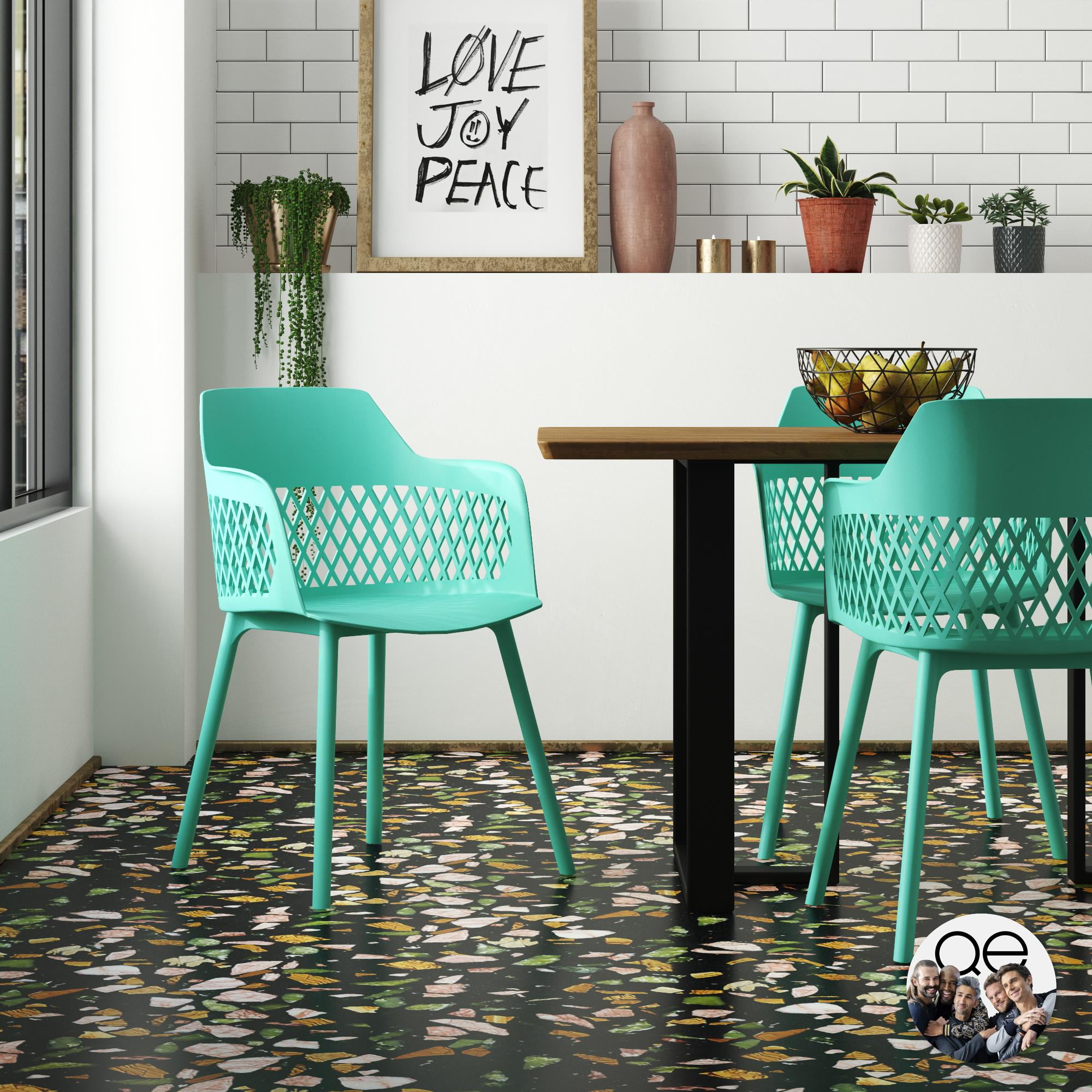 queer eye caden resin geo dining chair indoor outdoor 2 pack surf blue walmart com
