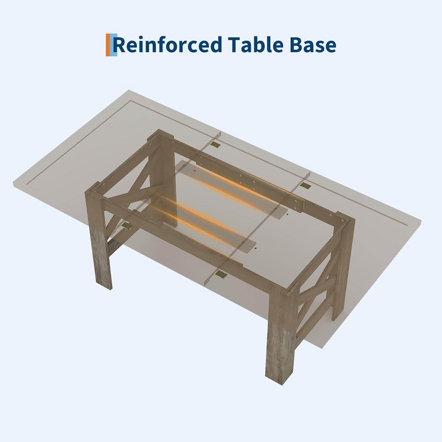 71" Farmhouse Dining Table for 6-8, Large Wooden Table with Thick Frame and Stable Triangular Legs for Kitchen or Office