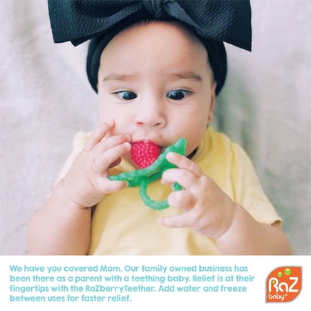 RaZbaby RaZberry Teether Tpy (2 Pack) - Soft Silicone, BPA Free, Easy-to-Hold - Red/Blue / For Baby 3m+