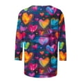 thumbnail image 5 of Penkiiy Chemises de la Saint-Valentin pour Femmes, Graphique Cœur, Col Rond, Hauts Décontractés, Blouses Amples à Manches 3/4, Grande Taille, Tunique 2025 2TG Multicolore, 5 of 5