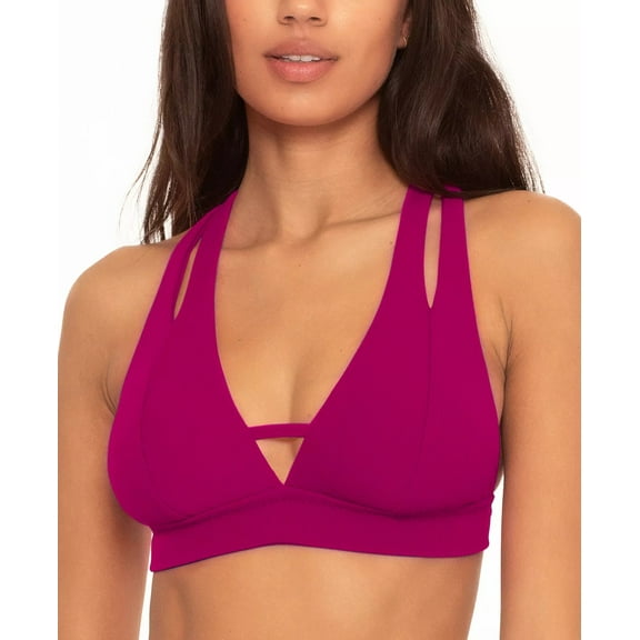 Becca by Rebecca Virtue POMEGRANATE Fine Line Split-Strap Bikini Top, US Medium