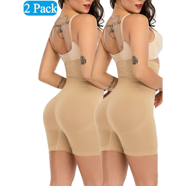 2 Pack Women Body Shaper Tummy Control Shapewear High Waist Mid-Thigh  Slimmer Shorts Underwear Butt Lifter Bodysuit Panties