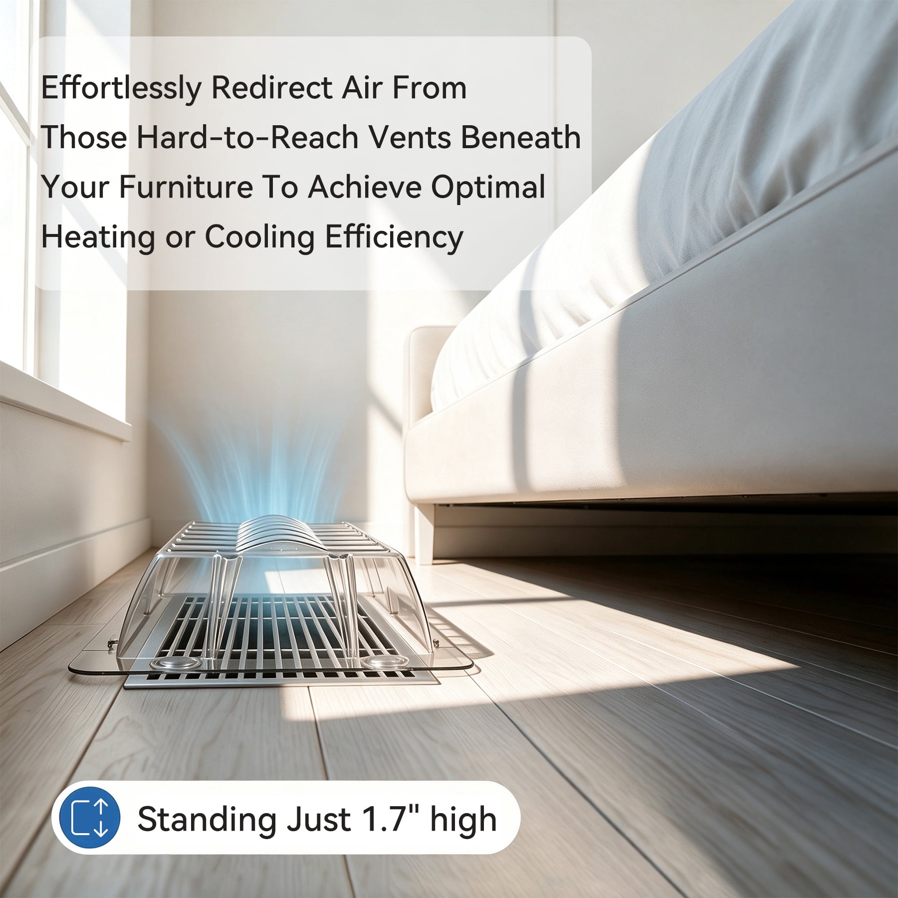 Sideways Magnetic Vent Extender for Under Furniture, Floor Resiter Vent Deflector Fits Vents 3" - 6" Wide (1PCS)
