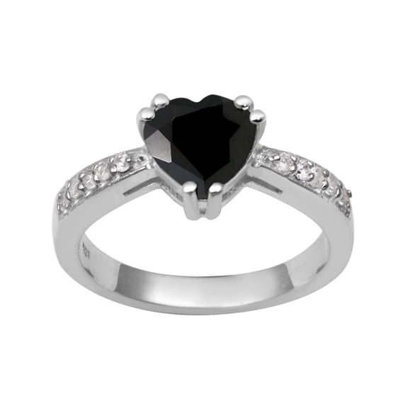 8 MM Black Spinel 925 Sterling Silver Solitaire Women Valentines Day Gifts Ring