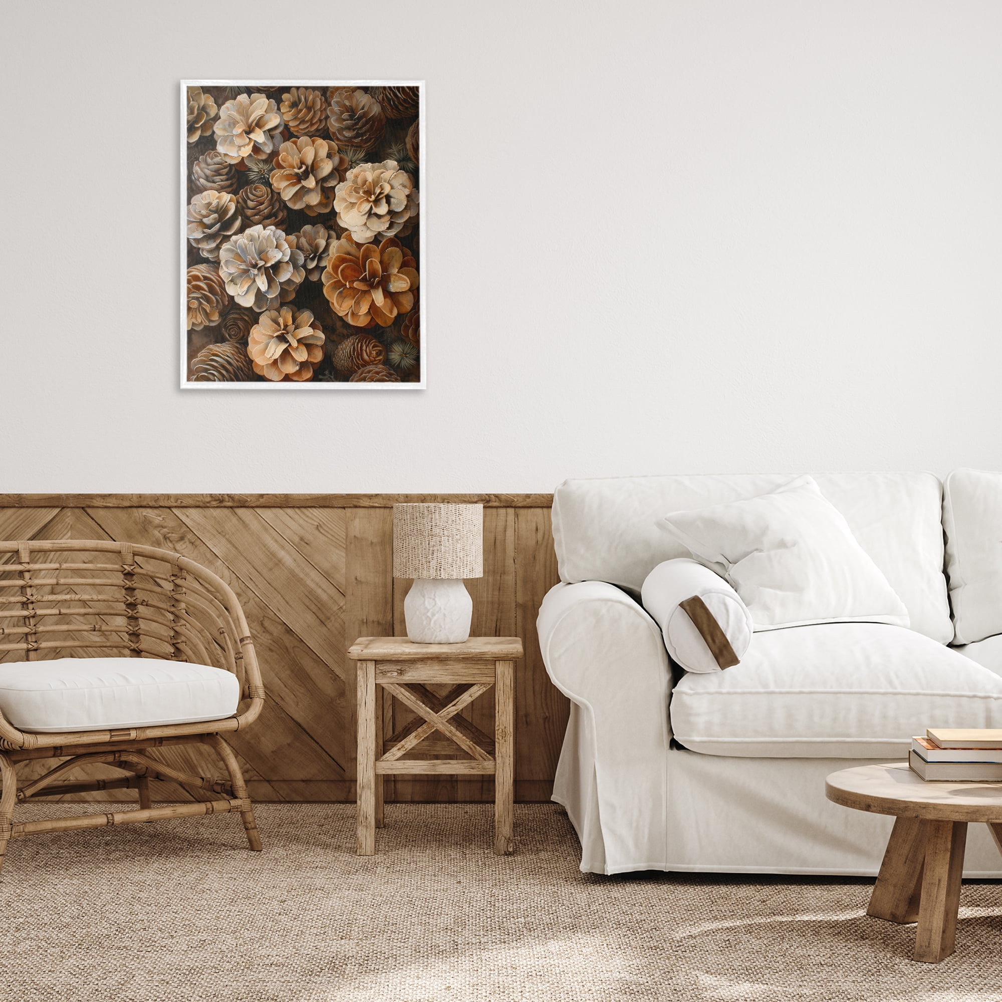 Stupell Industries Pinecone Arrangement Rustic Botanicals White Framed Giclee Art, design by Creative Studio