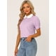 thumbnail image 2 of Blusa De Manga Corta Con Cuello Peter Pan En Contraste Vintage Para Mujer Morado Claro S, 2 of 5