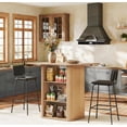 thumbnail image 7 of LAZZO 43.5" Kitchen Island with Storage, 3-Tier Farmhouse Counter Height Table, Rustic Wood Coffee Bar Table for Kitchen & Dining Room, Oak, 7 of 7